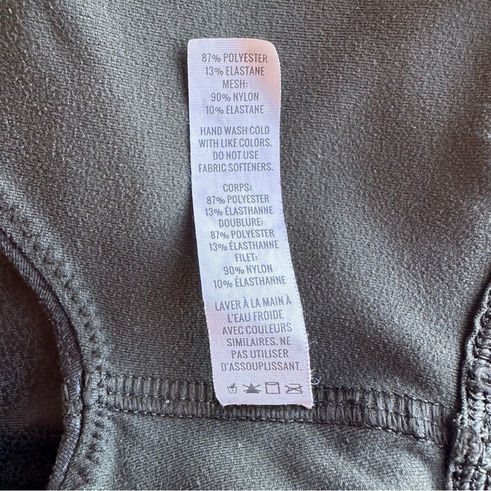 Aerie Offline Dark Green Distressed Faux Leather Sports Bra Top - Picture 8 of 9